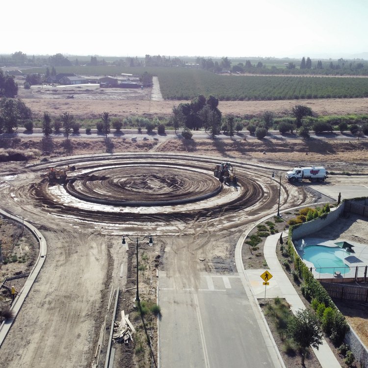 Roundabout site work aerial