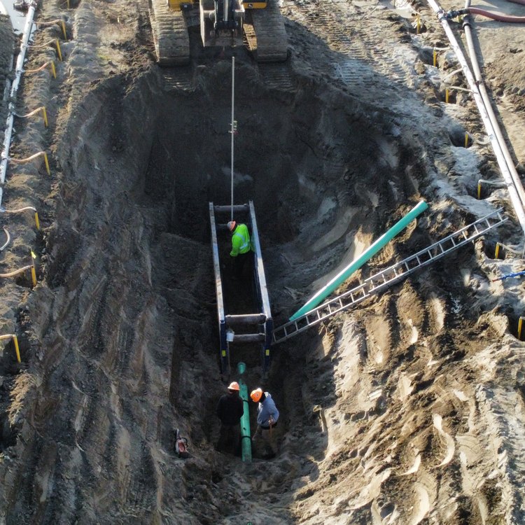 Trench box excavation