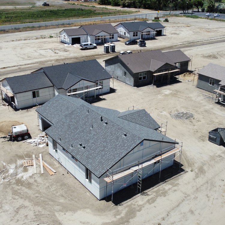 New home construction aerial